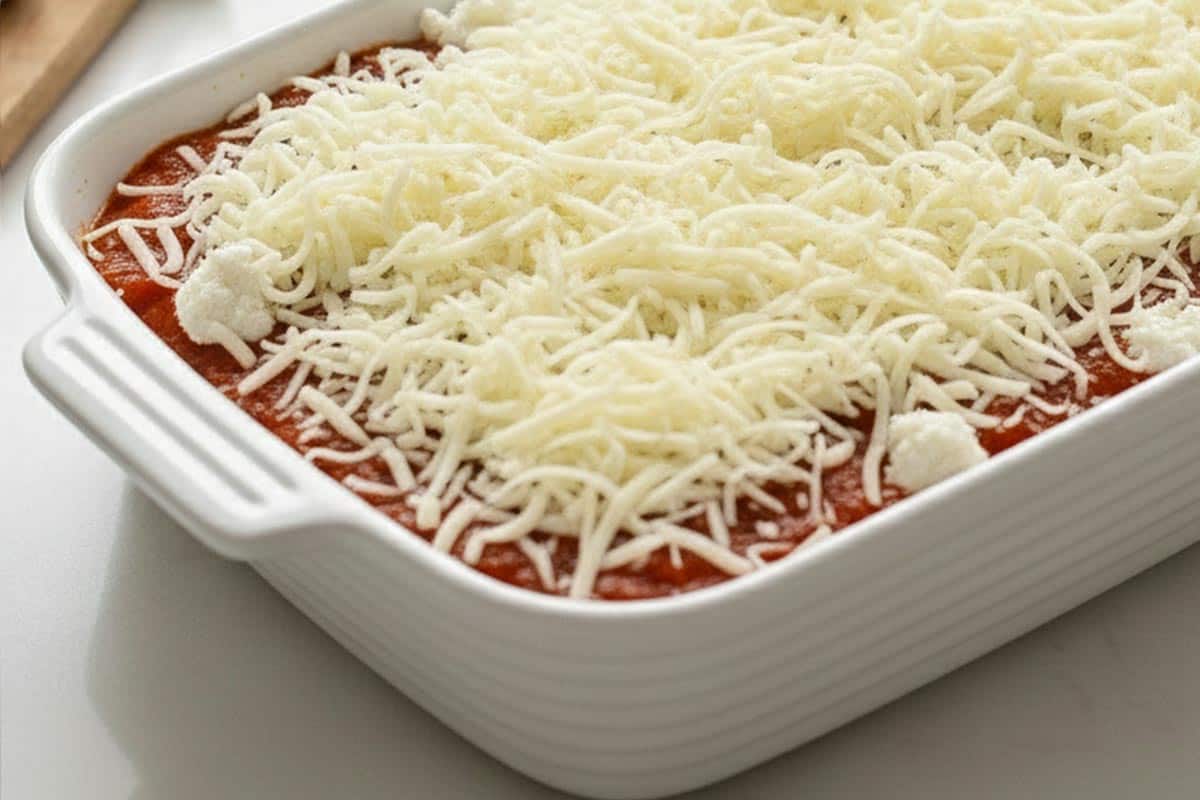 Finished the layers with cheese on top.
