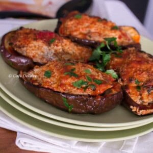 Beef Stuffed Eggplants on a plate