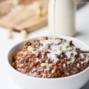 Nutella Brownie Oatmeal in a bowl