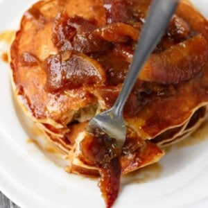 Caramel Apple Pancakes on a plate