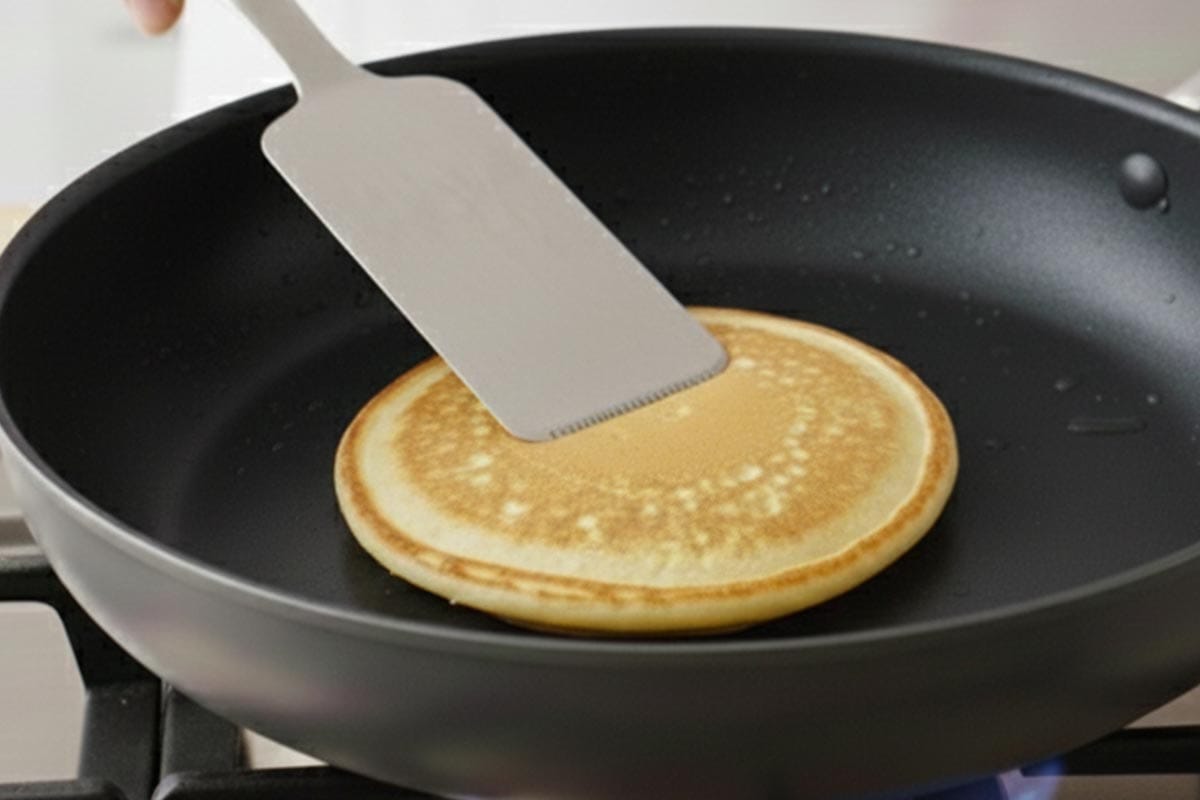 Cooking the pancake.