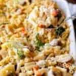 Creamy Chicken and Mushroom Macaroni Cheese Bake on a tray