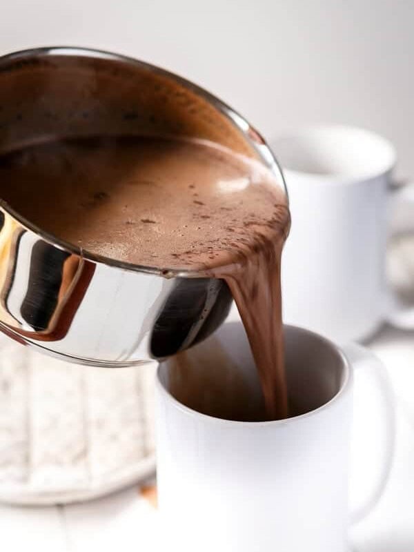 Nutella Hot Chocolate being poured in a cup
