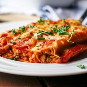 Turkey, Sweet Potato and Kale Cannelloni on a plate