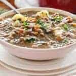 Warm Chicken Lentil Stew in a bowl
