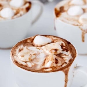 Peanut Butter Nutella S'mores Hot Chocolate in a cup