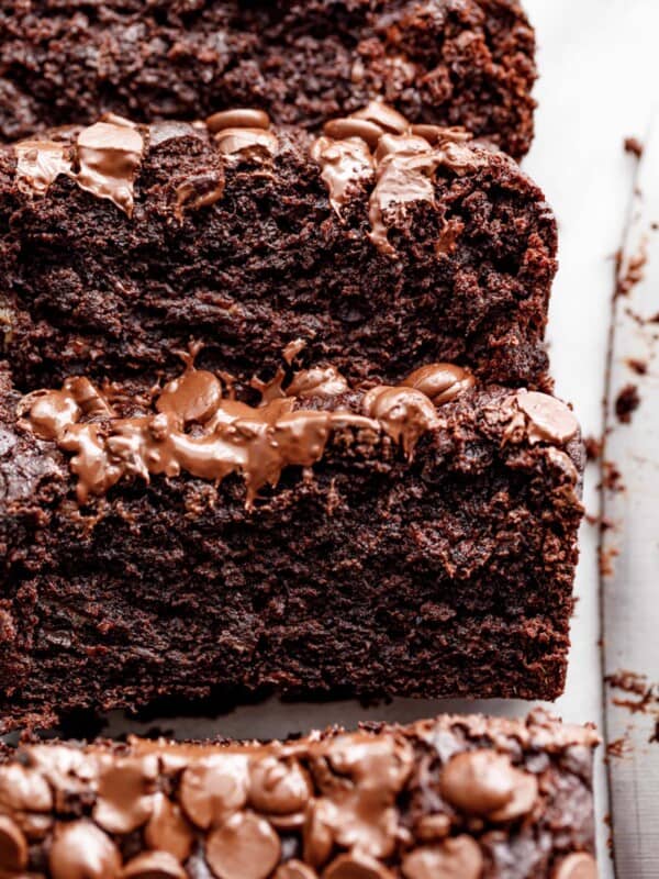 Sliced Chocolate Banana Bread.