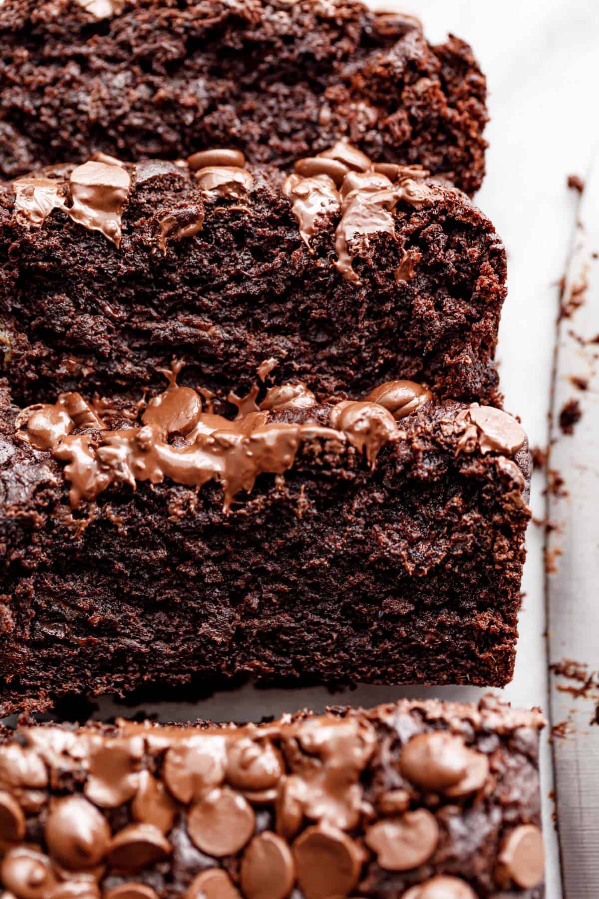 Sliced Chocolate Banana Bread.