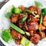 Simple Chicken Teriyaki Stir Fry on a plate