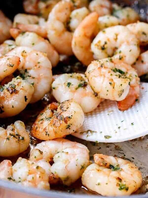 Image focusing on prawns from Lemon Paprika Garlic Prawns