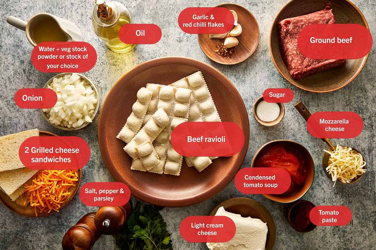 Ingredients for raviolis