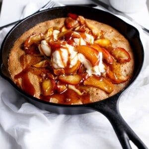 Apple Pie Deep Dish Skillet Cookie in a pan