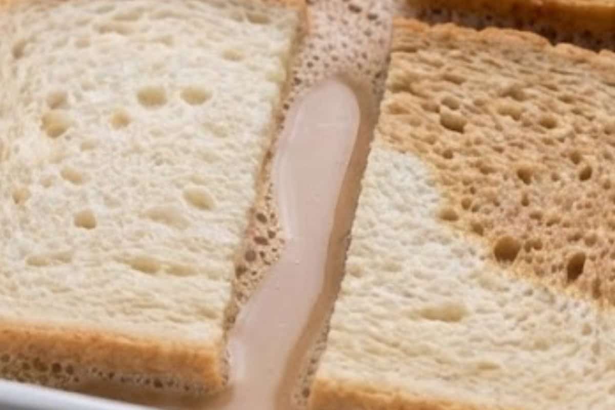 Pour the coffee mixture into a shallow dish. Place 8 bread halves into the mixture