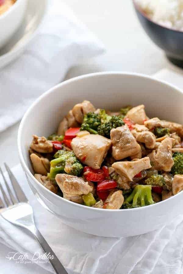 Simple Hoisin Chicken and Broccoli Stir-Fry in a bowl
