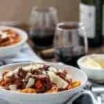 Fiery Lamb Ragu on Parpadelle on a platter