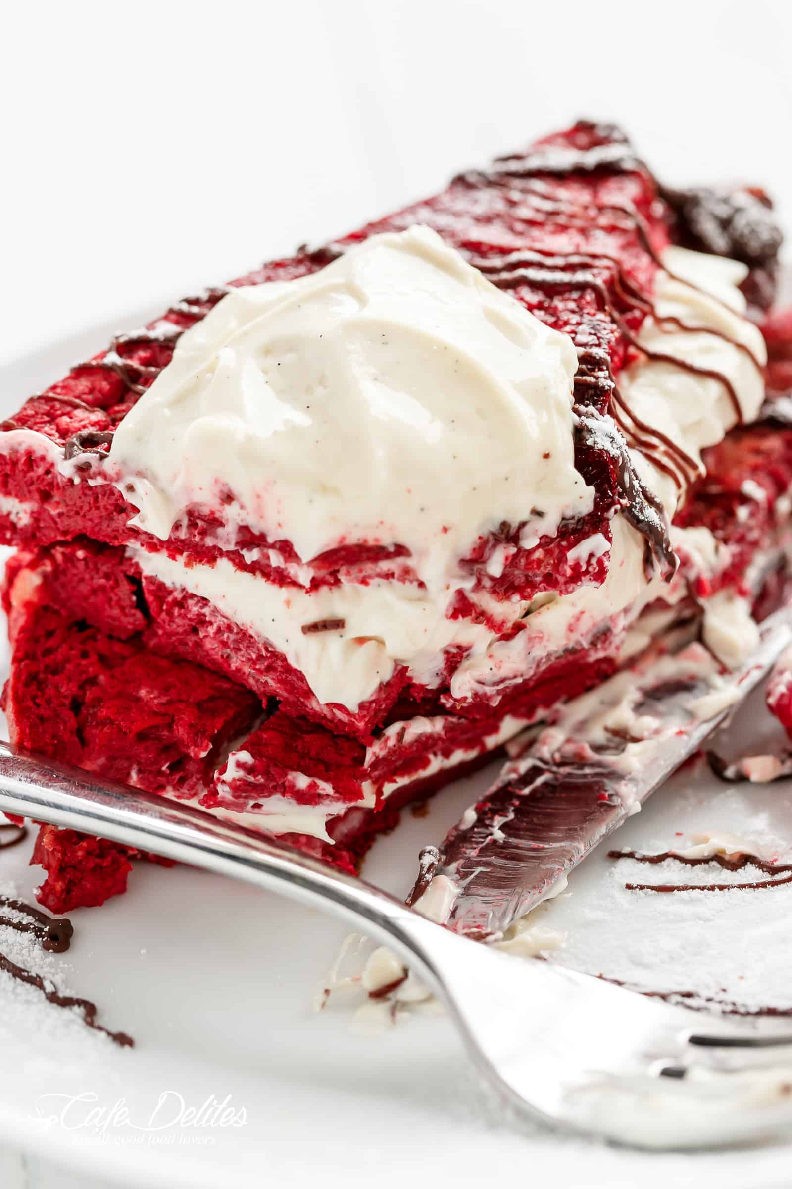 Delicious Red Velvet French Toast Cheesecake sandwich