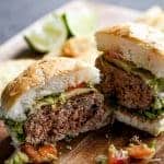 Carne Asada Guacamole Burgers pieces