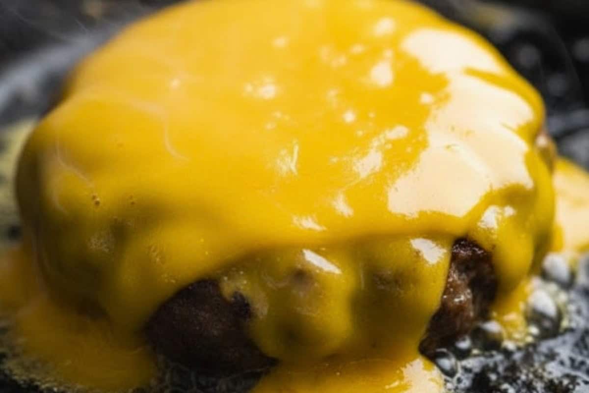 In the last minute or two of cooking, top each patty with a slice of cheddar