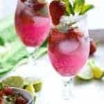 Strawberry Coconut Mojitos in a glass