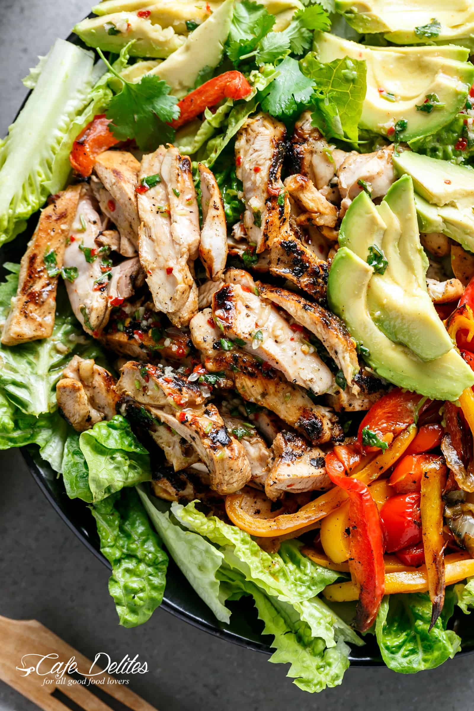 Chili Lime Chicken Fajita Salad on a pan