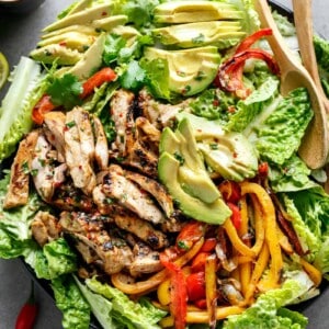 Grilled Chili Lime Chicken Fajita Salad with a dressing that doubles as a marinade