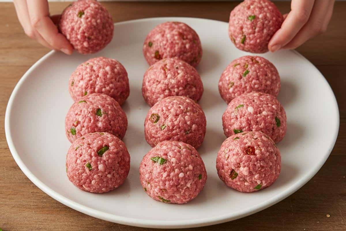 Shaped the mixture into 12 firm and even meatballs.