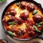 Sun Dried Tomato Cheesy Meatballs in a pan