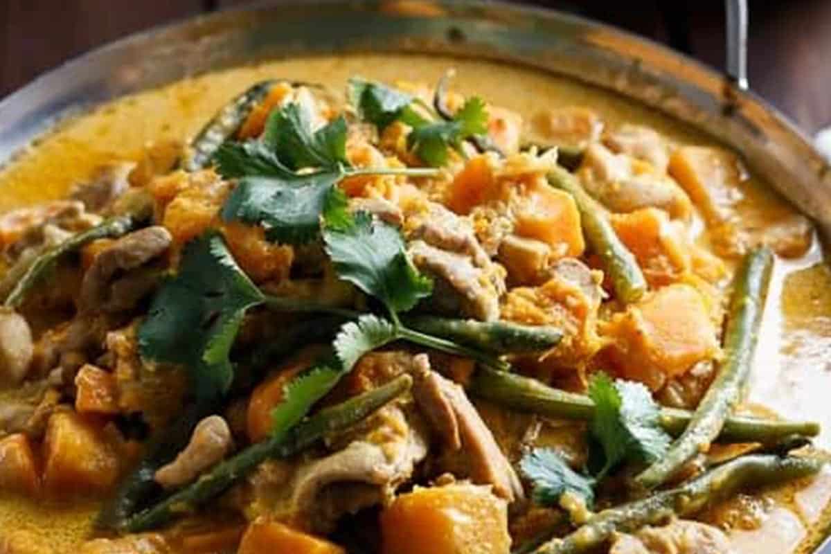 Close-up shot of Chicken Butternut Squash Curry.