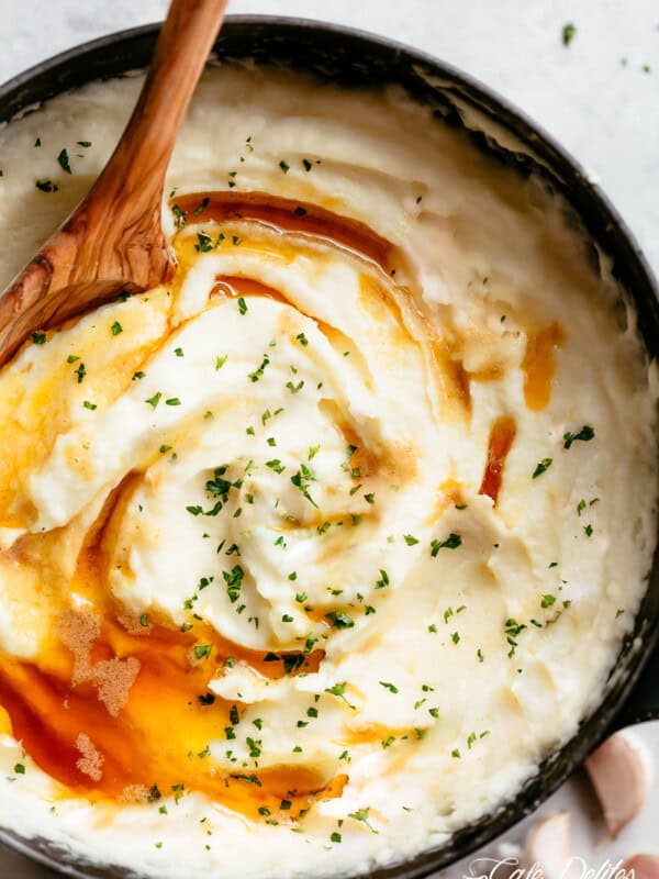 Mixing of Garlic and Parmesan Browned Butter Mashed Potatoes
