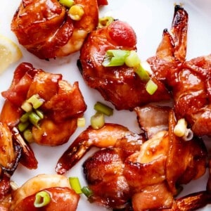 Top view of Bacon Wrapped Shrimp