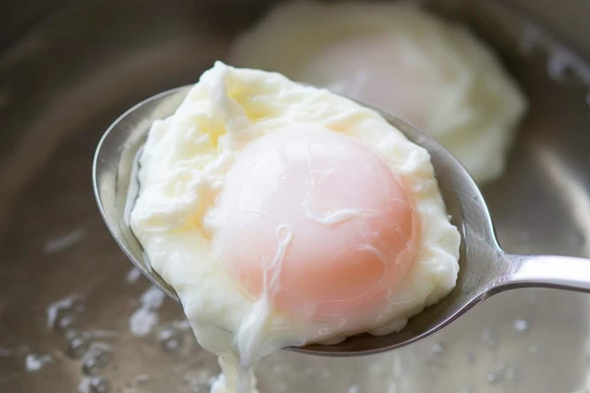 Poach the eggs to your liking in gently simmering water.