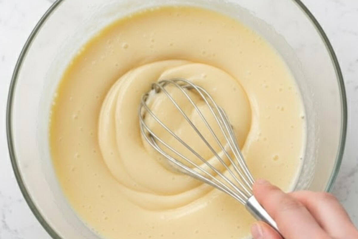 Whisk the eggs, almond milk, and Greek yogurt together in a medium bow
