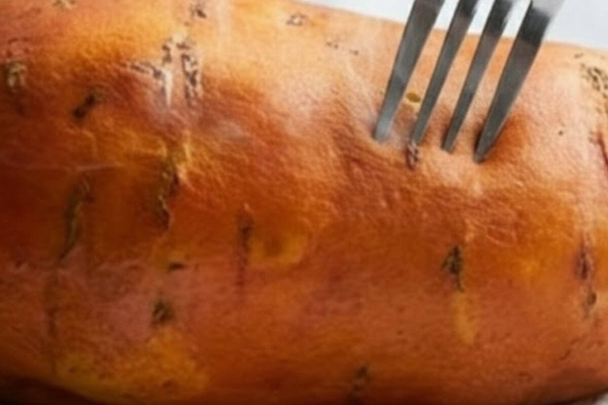 Wrap the sweet potatoes in paper towels and microwave on high for 10 minutes. Carefully unwrap, pierce with a fork