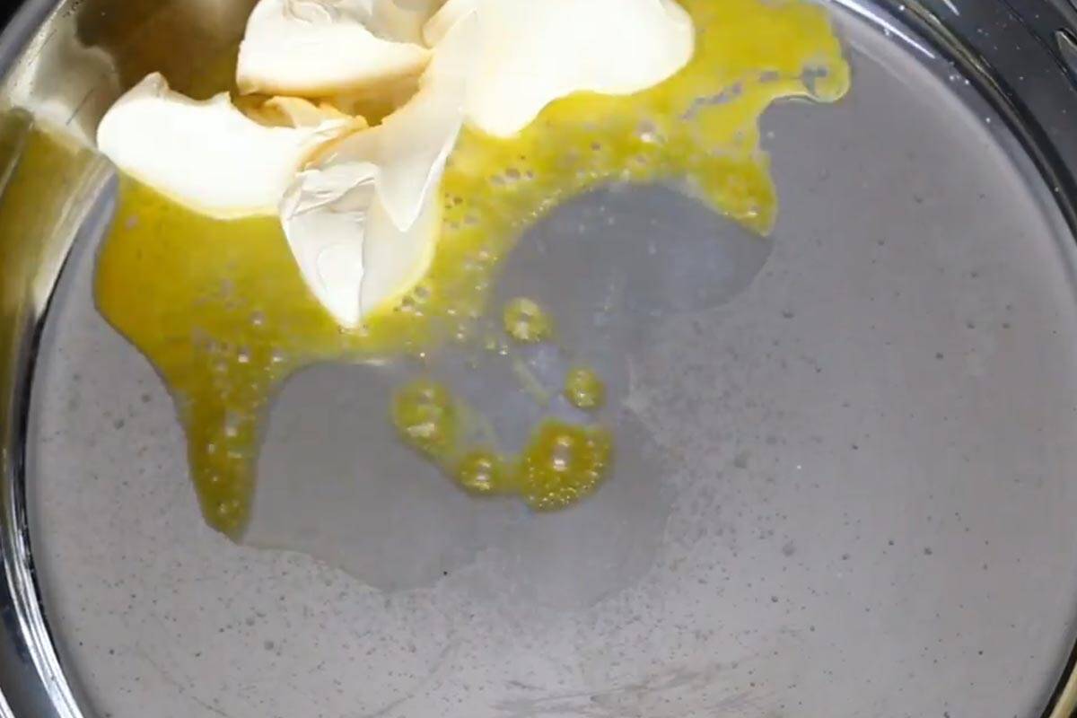 Melting the butter in a pan.