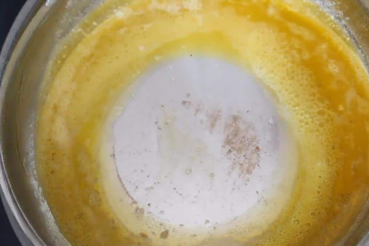 Melting the butter until golden brown.