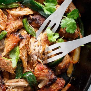 Fork pierced in Crispy Slow Cooker Carnitas