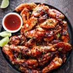 Sticky Thai Chicken Wings on a platter