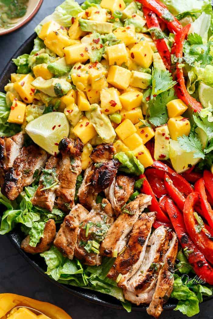 Easy Grilled Cilantro Lime Chicken Salad With A Mango Salsa!