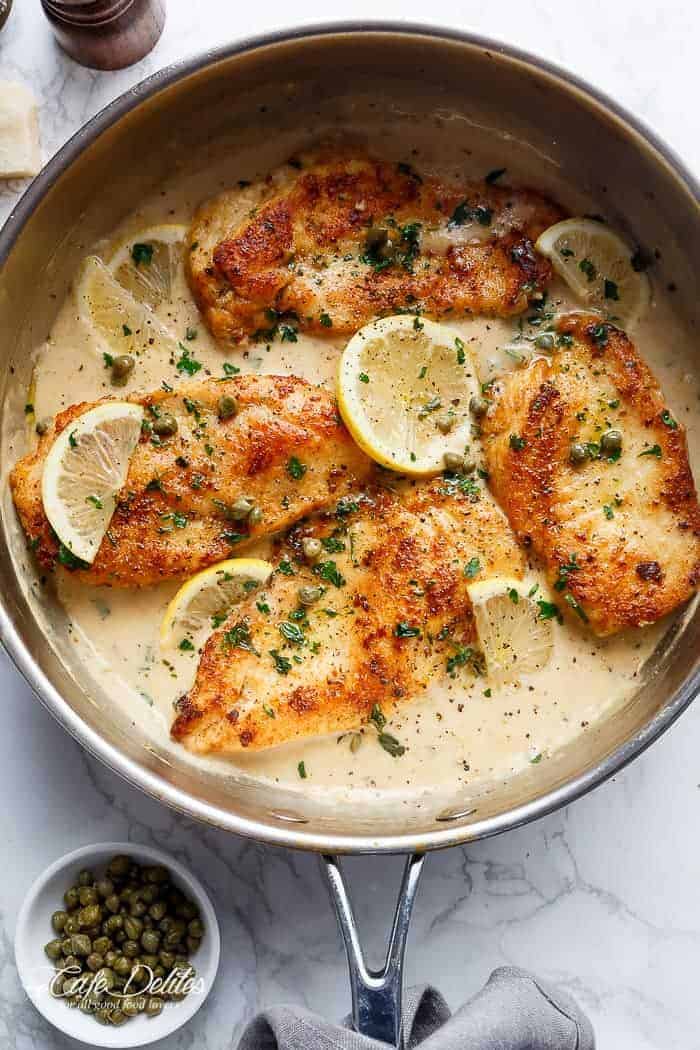 Creamy Lemon Parmesan Chicken Piccata in a pot