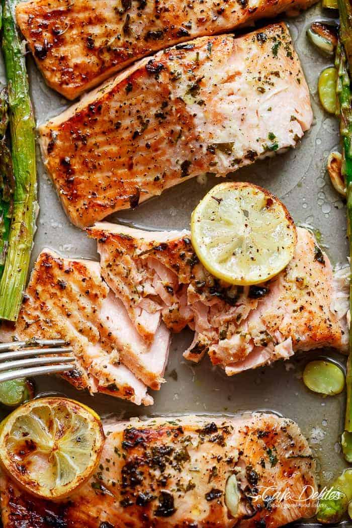 A pieces of drilled salmon