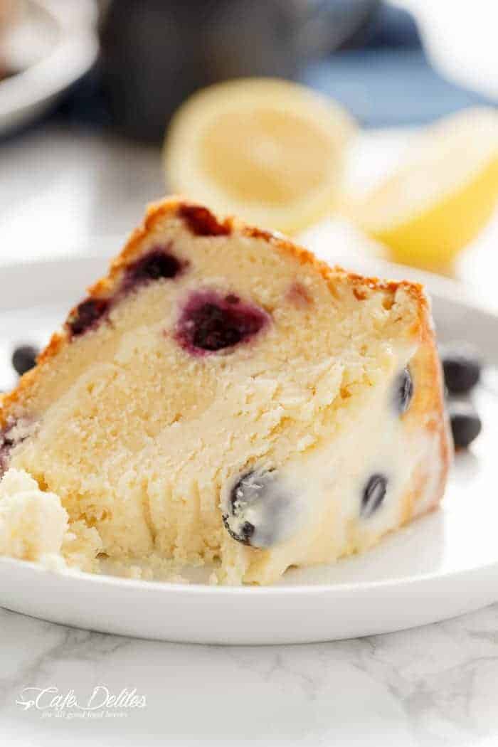 Blueberry Lemon Cheesecake Cake slice