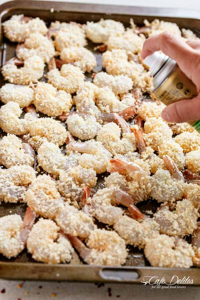 Fresh shrimp dipped in a lightened up batter, coated in Panko for that crispy deep-fried texture without the extra fat!