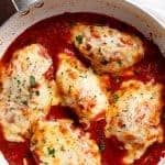 Mozzarella Chicken In Tomato Sauce in a pan