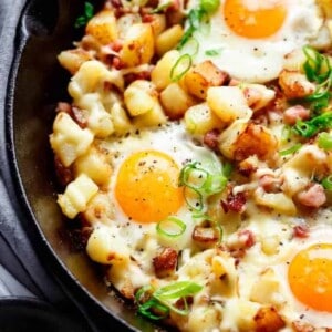 Cheesy Bacon And Egg Hash in a bowl