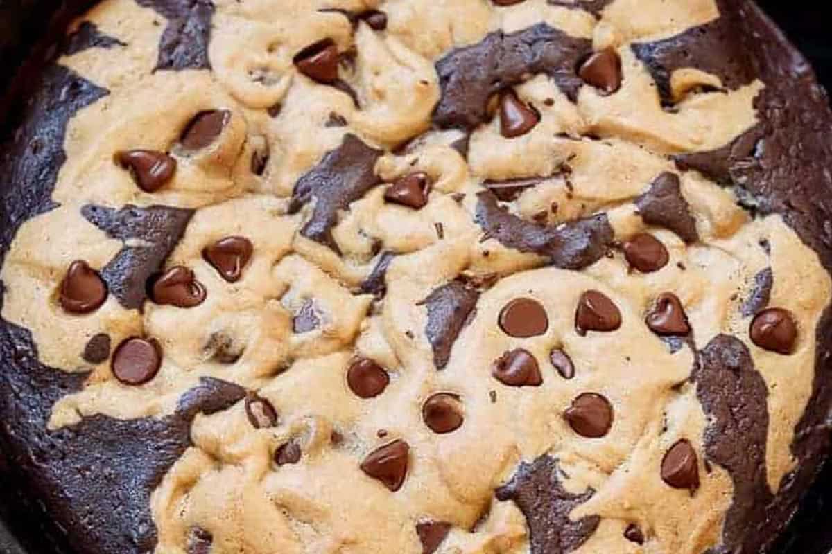 Close-up shot of Chocolate Chip Brookie.