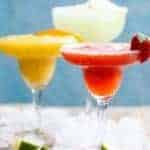Frozen Strawberry and Mango Margaritas in a glass