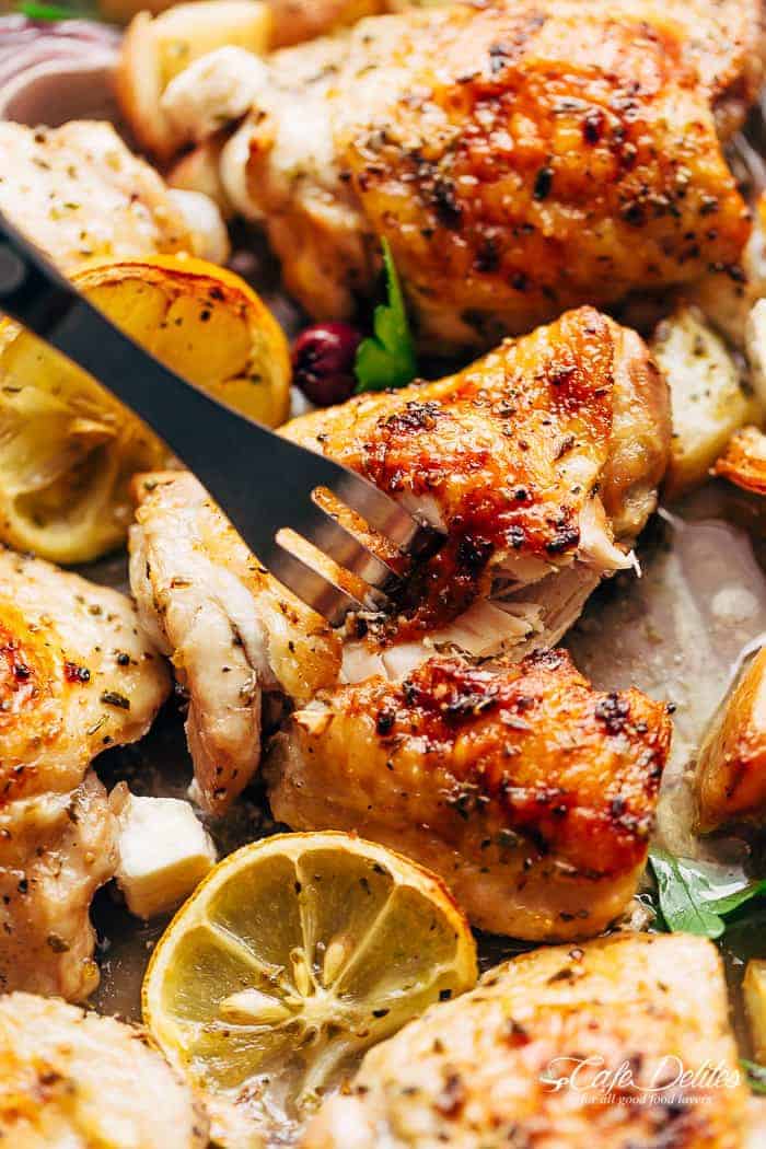 A fork pierced in a chicken piece