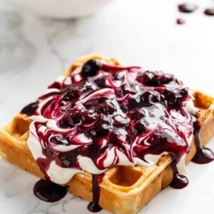 Delicious Blueberry Lemon Cheesecake Waffles