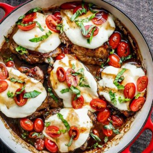 Balsamic Glazed Caprese Chicken in a pot