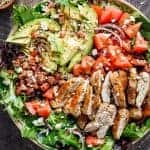 BLT Balsamic Chicken Avocado Salad on a platter